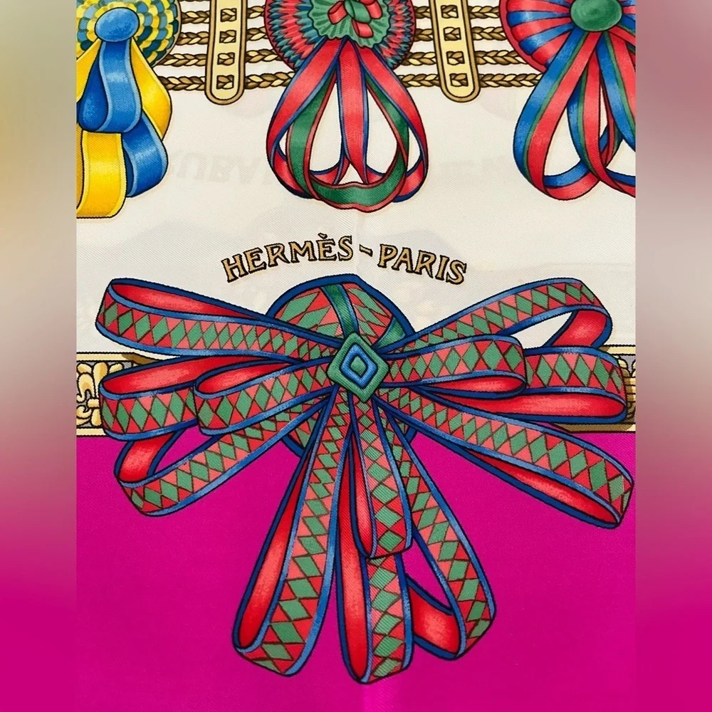 HERMES Les Rubans Du Cheval 100% Silk Scarf Joachim Metz 1988-93